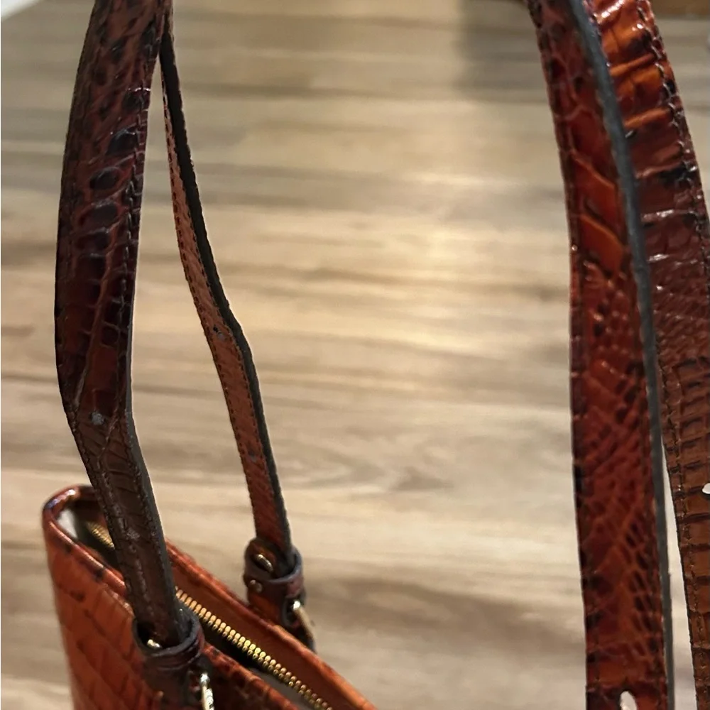 Brahmin Rich Brown Crocodile Embossed Tote & Wallet New